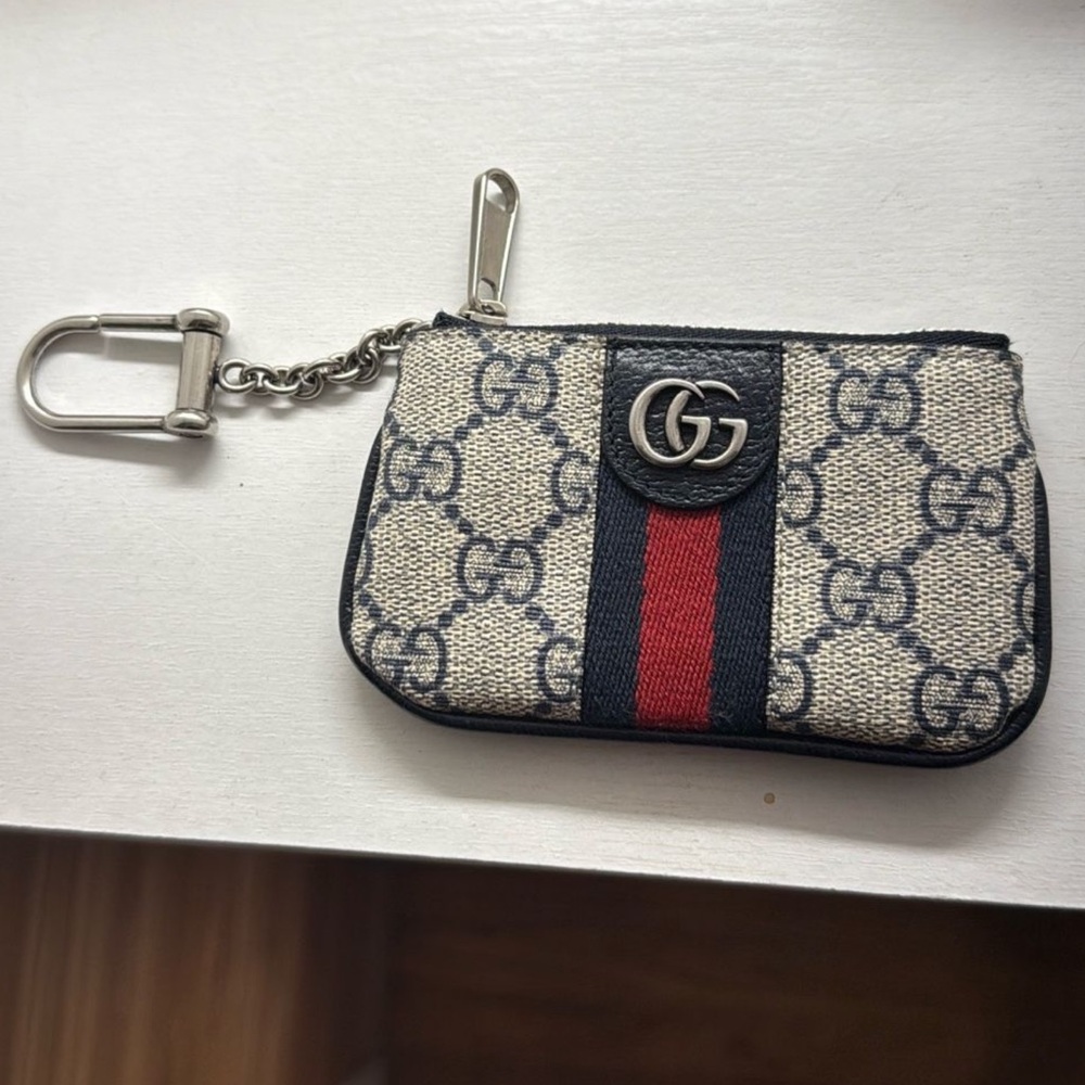 Gucci Beige and Black GG Key Pouch
